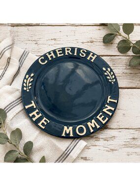 Vintage 1999 House Of Lloyd Plate Cherish The Moment 11" Blue White Country Farm
